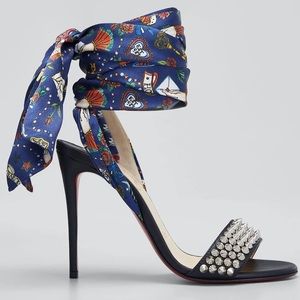 Christian Louboutin 39 Sandale Du Desert Spikes 100 Black Sandal Heel